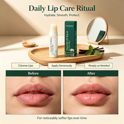 Grass Fed Organic Beef Tallow Lip Balm Stick-Waterproof Herbal Moisturizer 5G