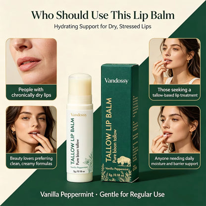 Grass Fed Organic Beef Tallow Lip Balm Stick-Waterproof Herbal Moisturizer 5G